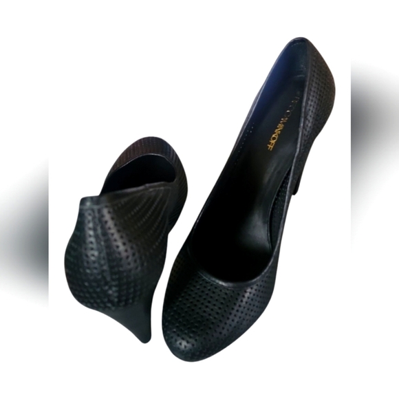 Rebecca Minkoff Women's Leather Laser Cut Platform Stilleto Pumps Sz 10.5 - Picture 9 of 10